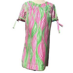 Lilly Pulitzer Silk Lined Pink and Green Scoop Neck Dress Size 10